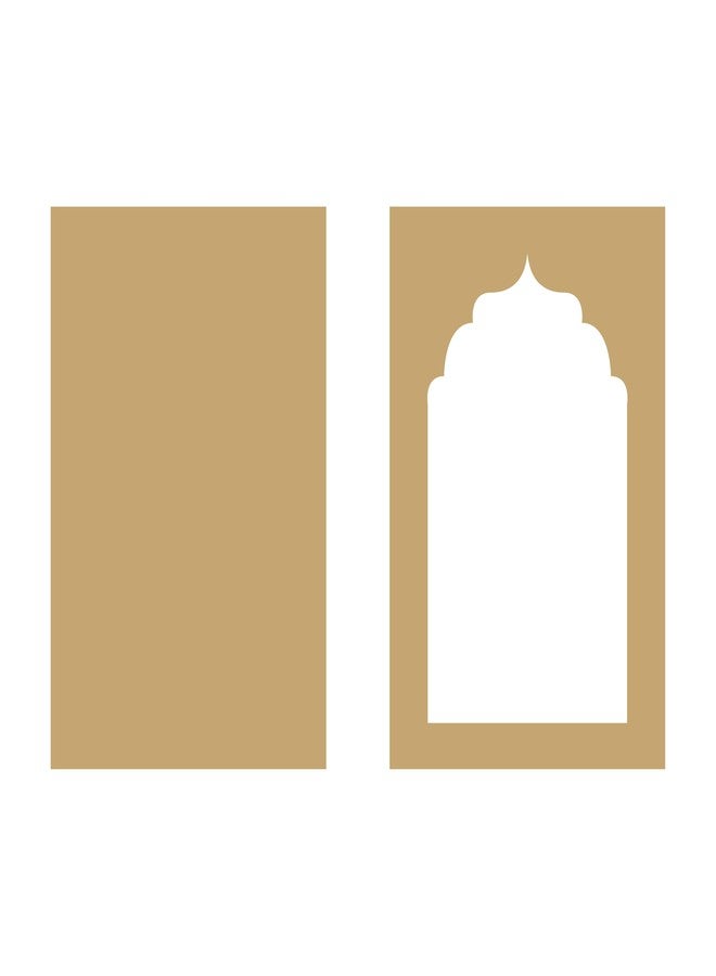 LET'S DIY Pack of 2 MDF Wooden Plain Jharokha Base - MDF Cutout for DIY Art and Craft Wall Hanging Decorations - Image 2